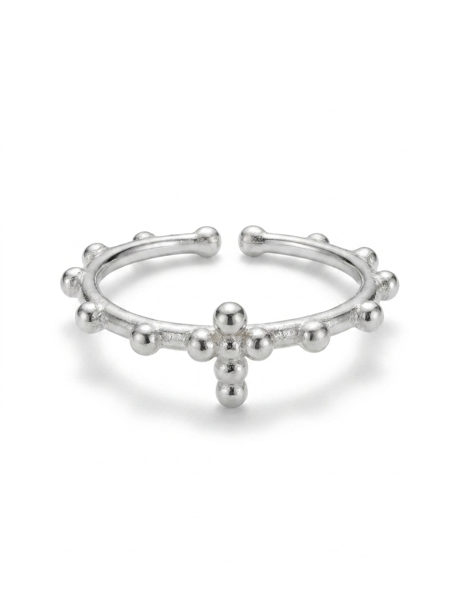 Anillo Enchapado Plata Cruz