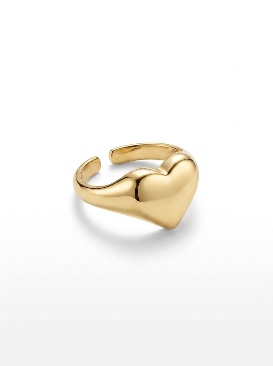 Anillo Enchapado Oro 18K Corazón Voluminoso