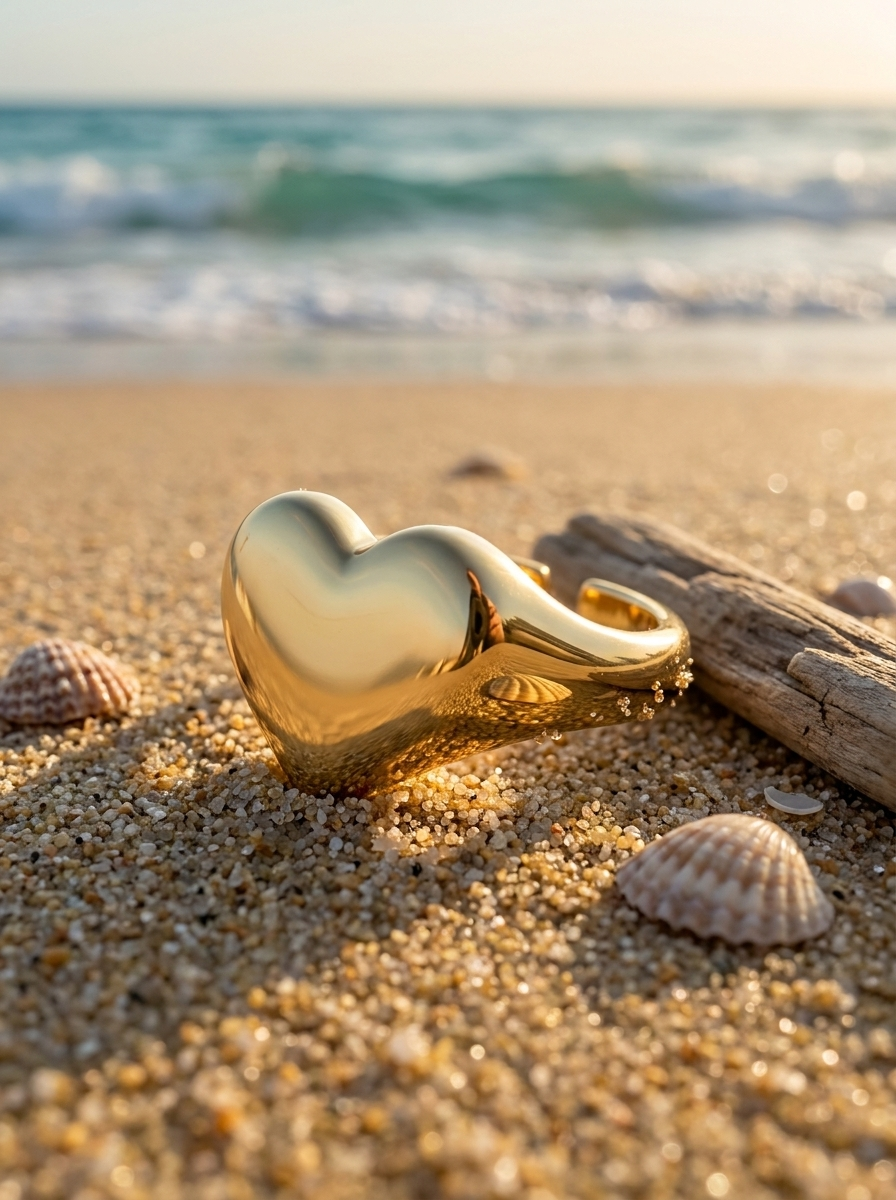 Anillo Enchapado Oro 18K Corazón Voluminoso