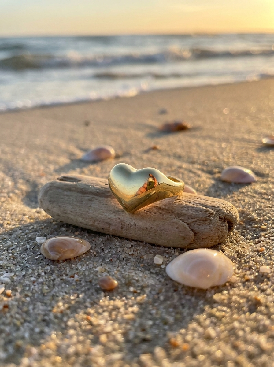Anillo Enchapado Oro 18K Corazón Voluminoso