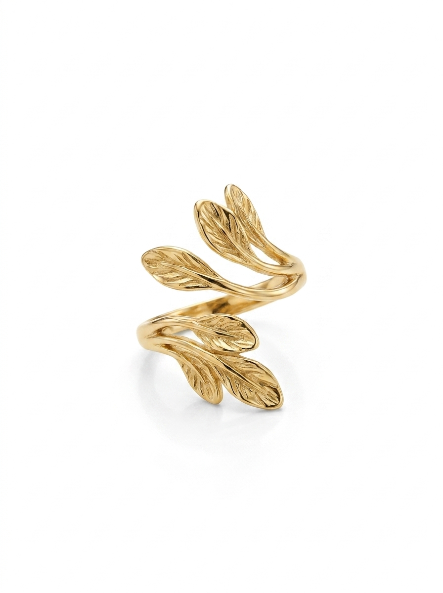 Anillo Enchapado Oro 18K Hojas