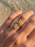 Anillo Enchapado Oro 18K Hojas