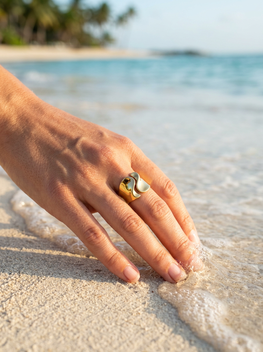 Anillo Enchapado Oro 18K Yin Yang
