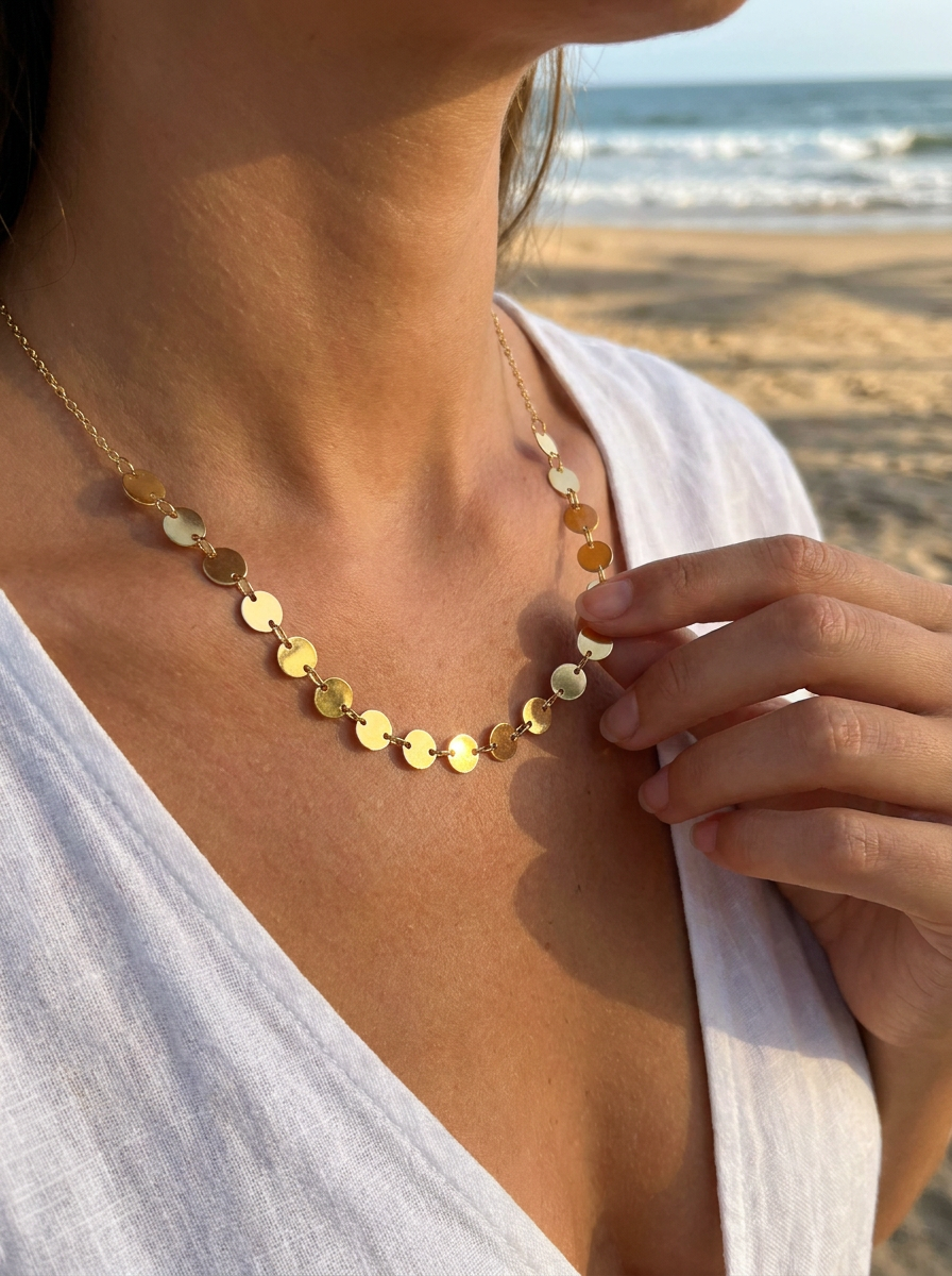 Collar Enchapado Oro 18K Disco