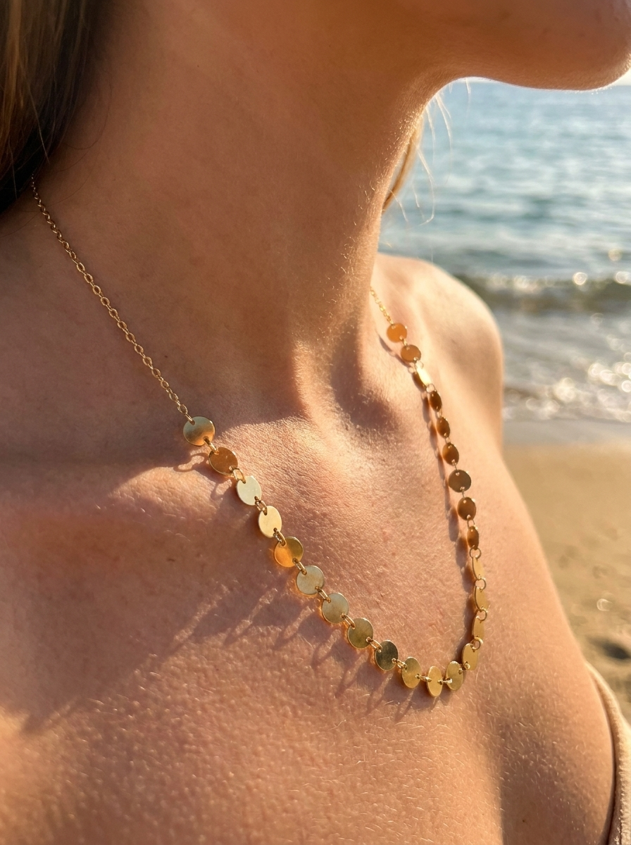 Collar Enchapado Oro 18K Disco