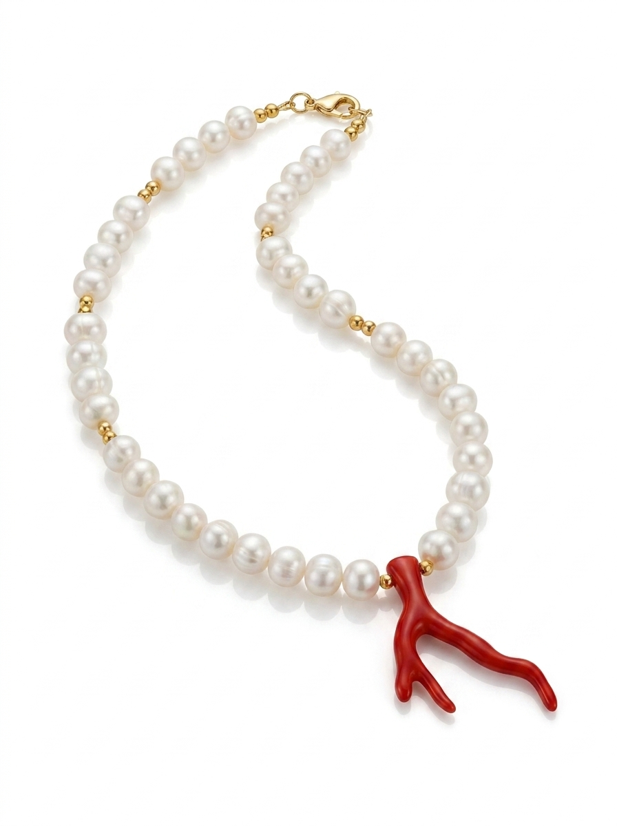 Collar Perla de Río Coral