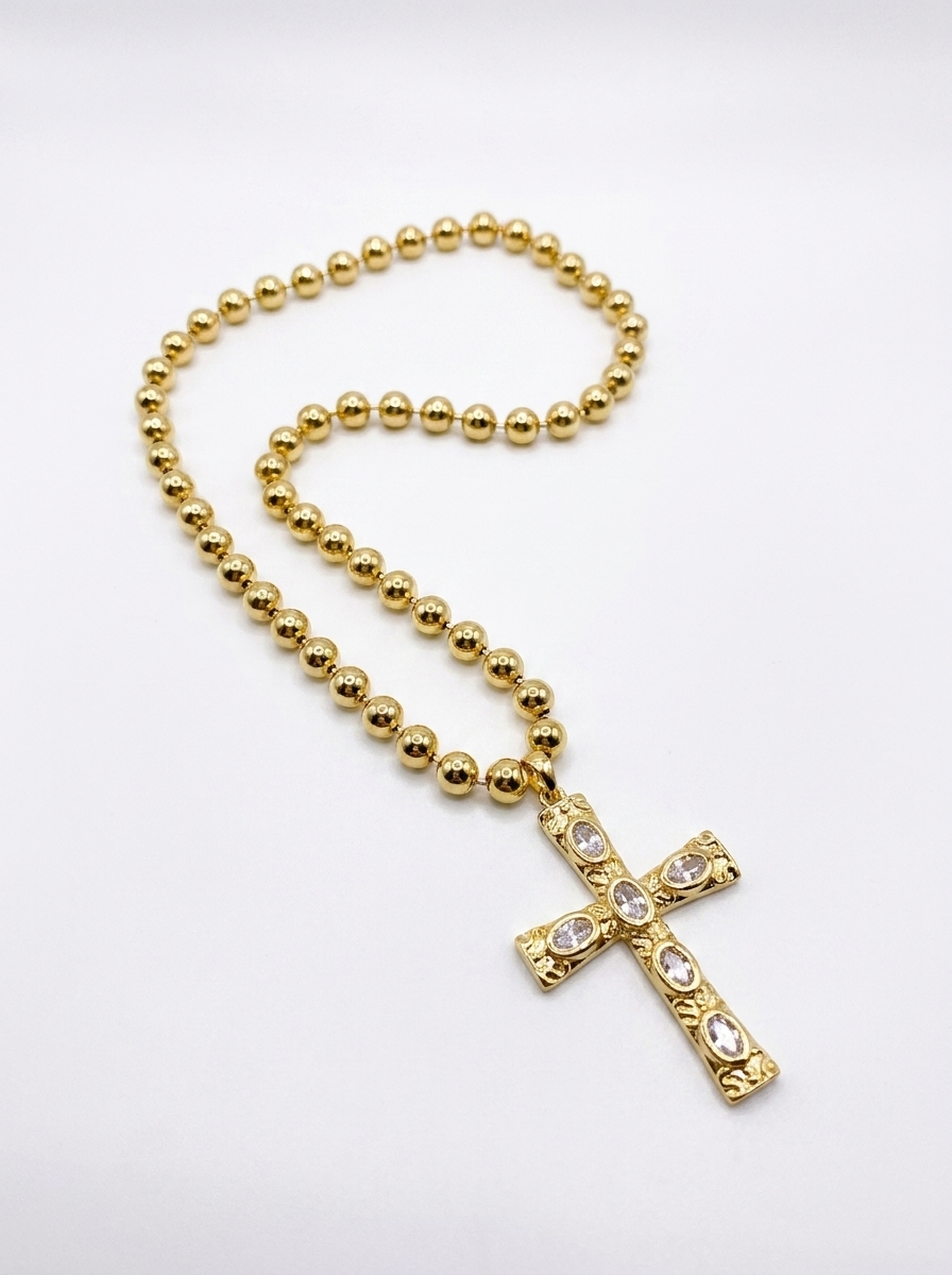 Collar Cruz Antigua Brillante