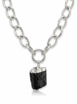 Collar Turmalina Negra Cadena Esclava Gruesa