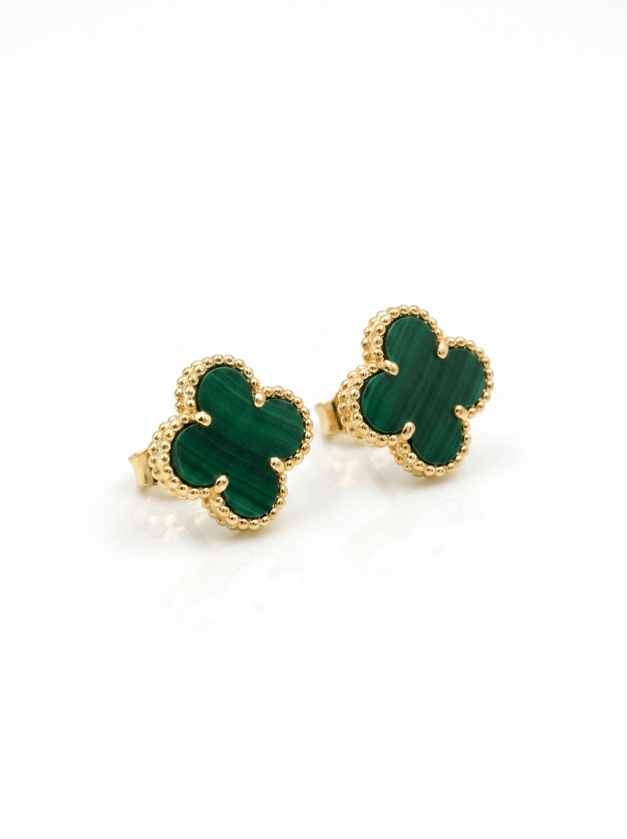 Aros Trébol Verde Dorado