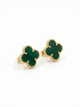 Aros Trébol Verde Dorado