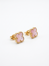 Aros Trébol Rosa Dorado