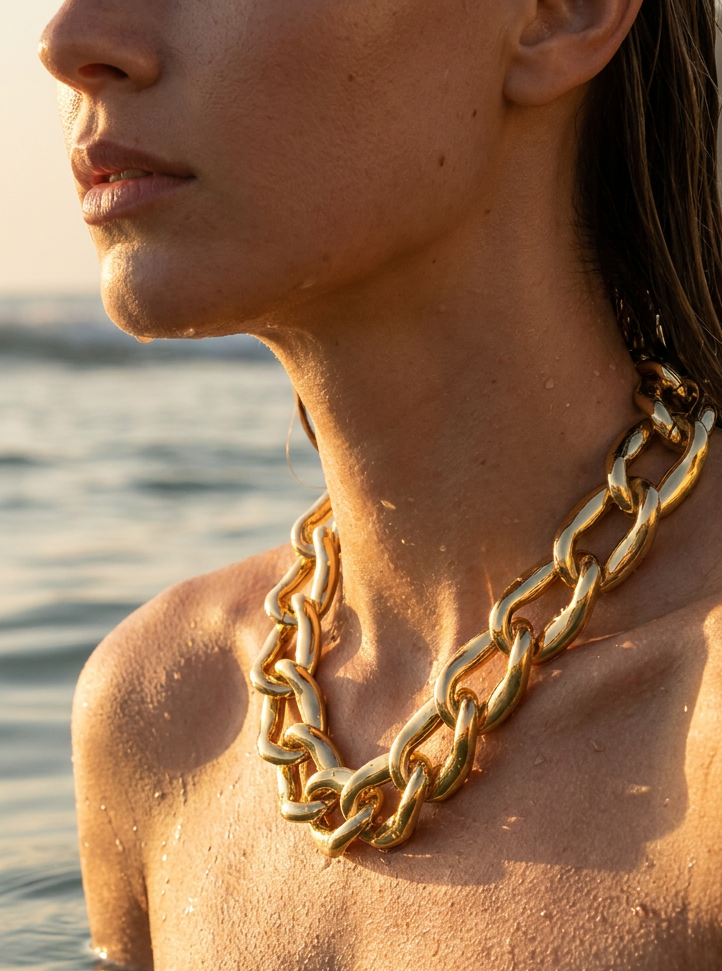Collar Cadena Link Dorado Grueso