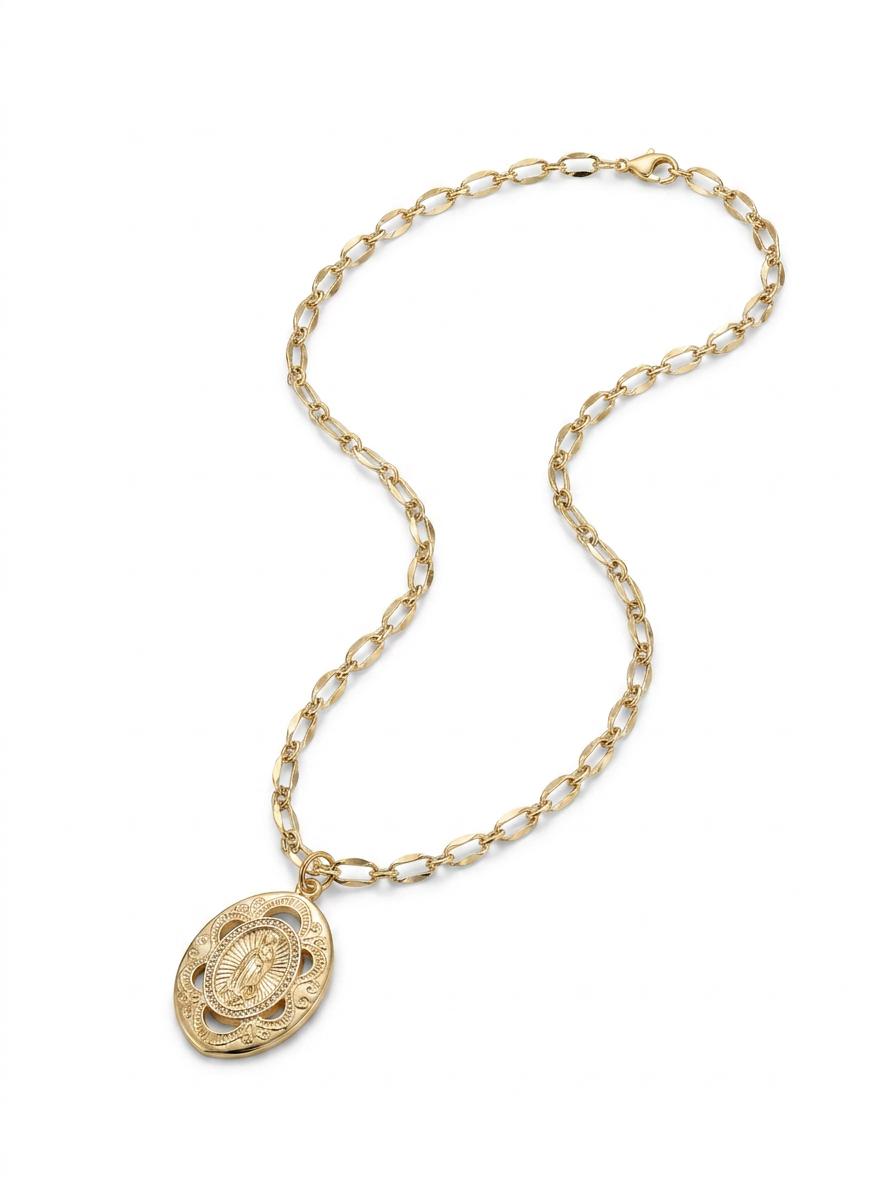 Collar Virgen Calada Cadena Oval