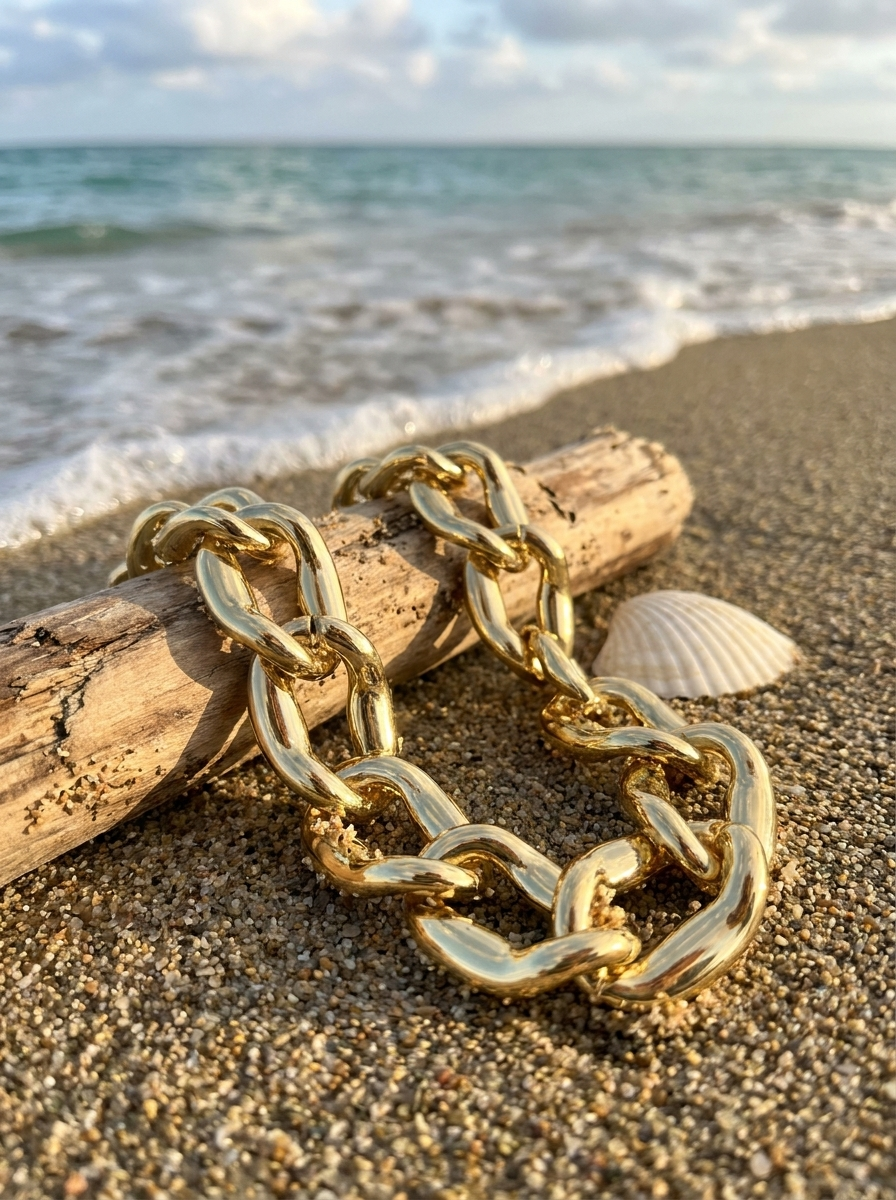 Collar Cadena Link Dorado Grueso