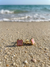 Aros Trébol Rosa Dorado