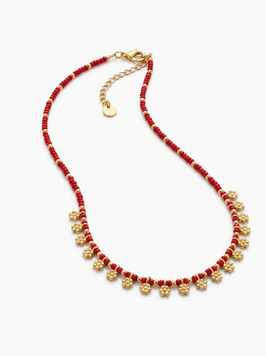 Collar Bronce Artesanal India Flores