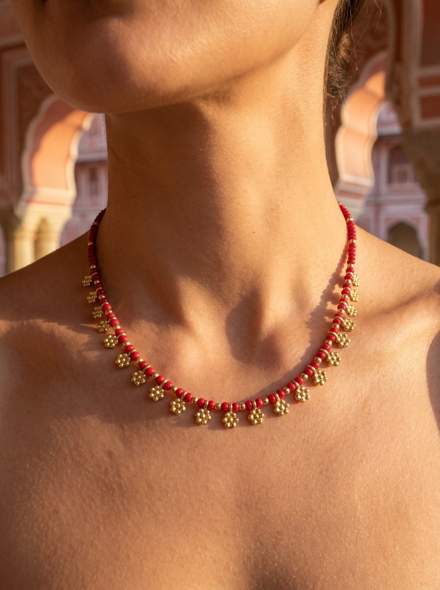 Collar Bronce Artesanal India Flores