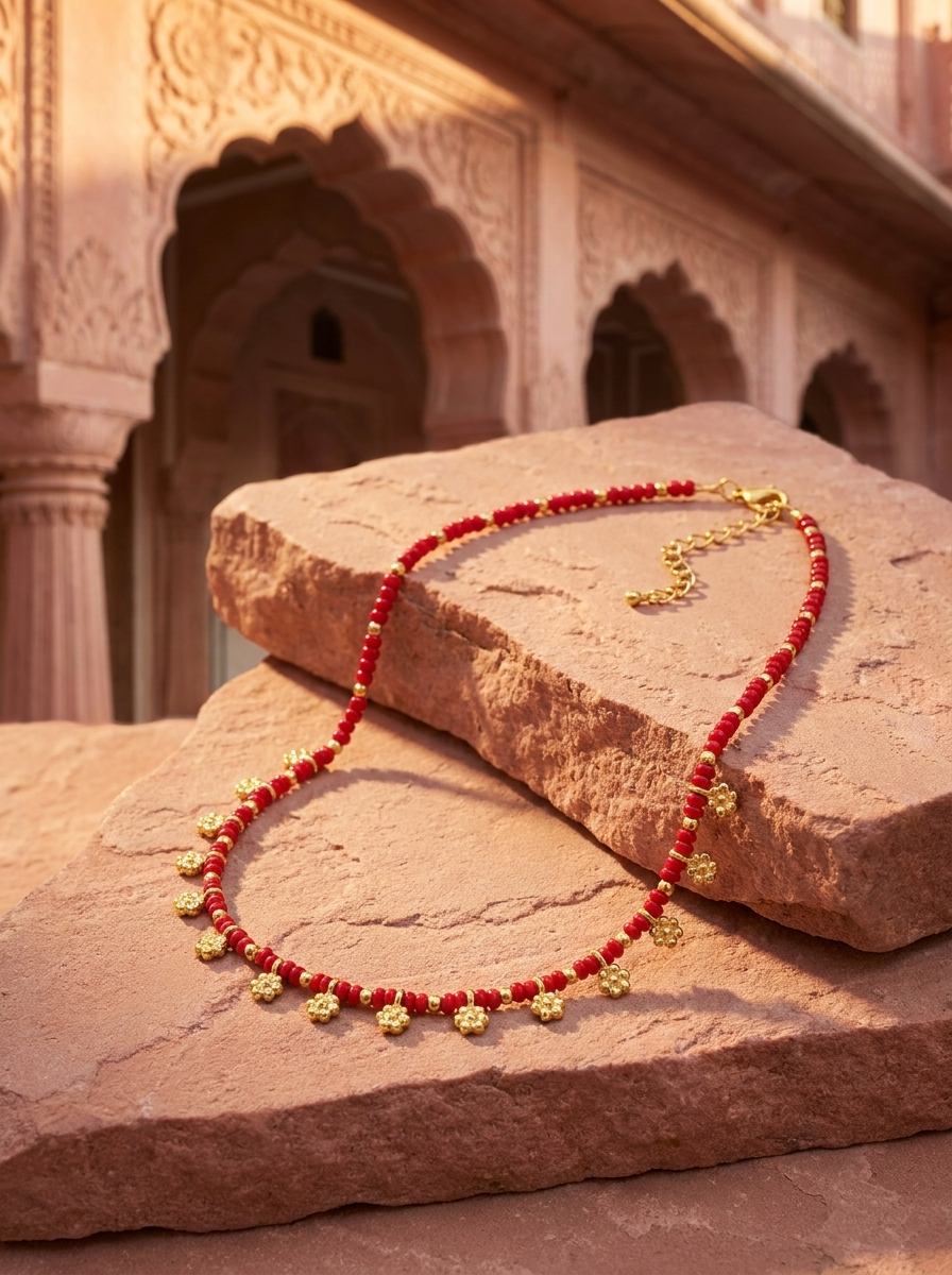 Collar Bronce Artesanal India Flores