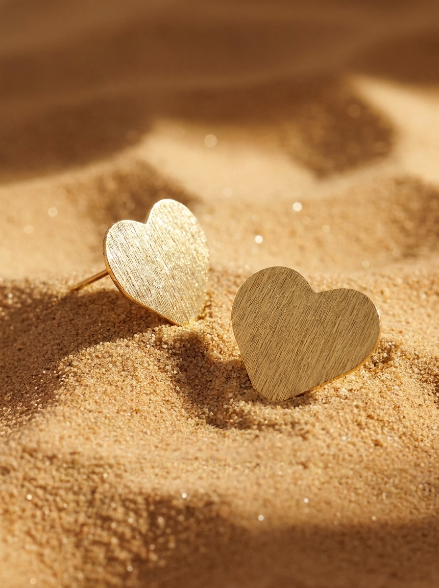 Aretes tipo botón con forma de corazón