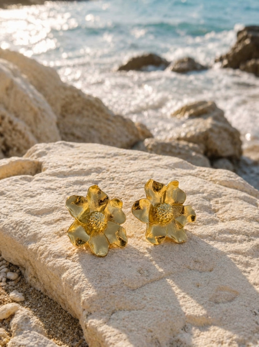 Aretes Flor Dorada