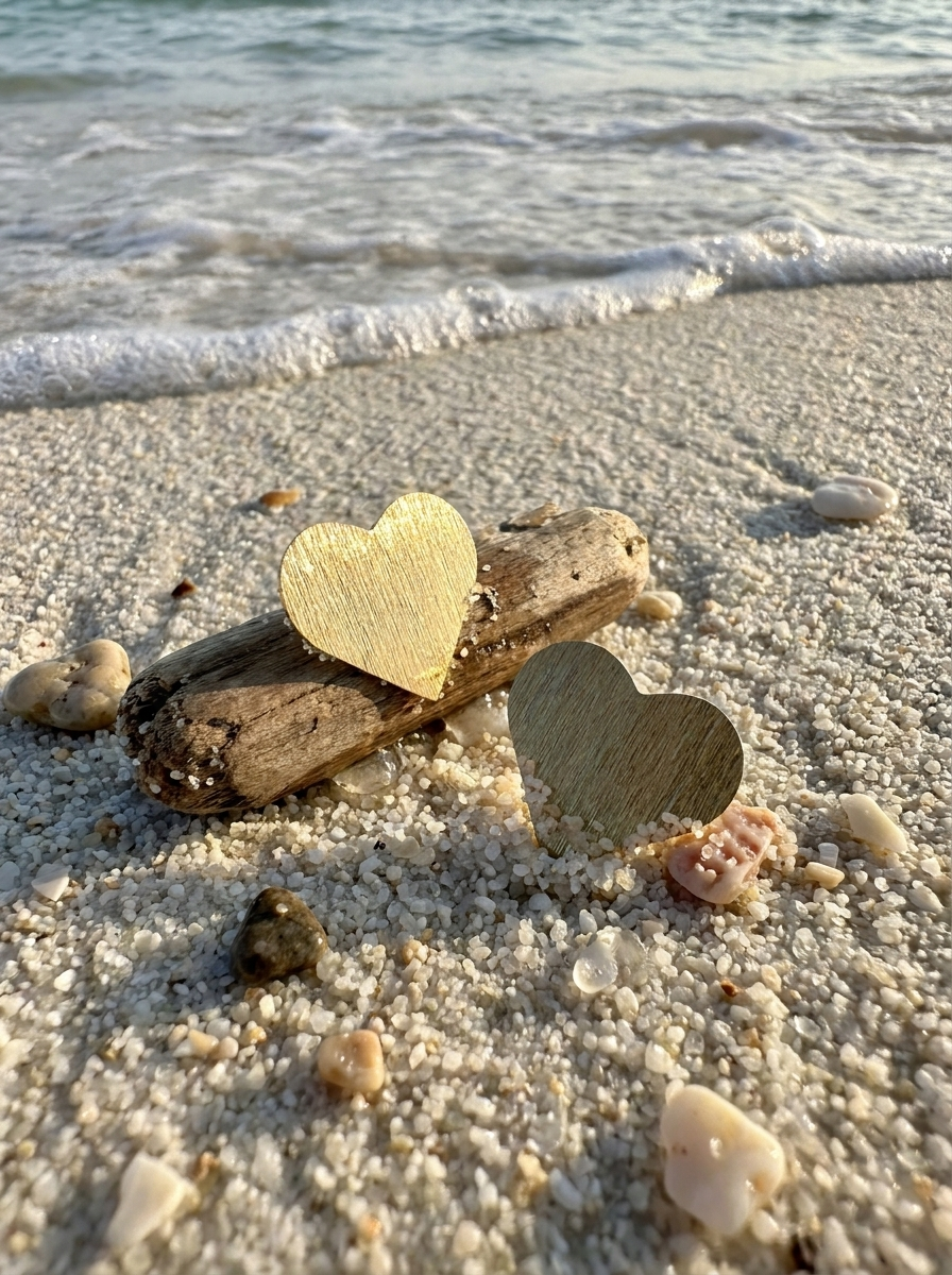 Aretes tipo botón con forma de corazón