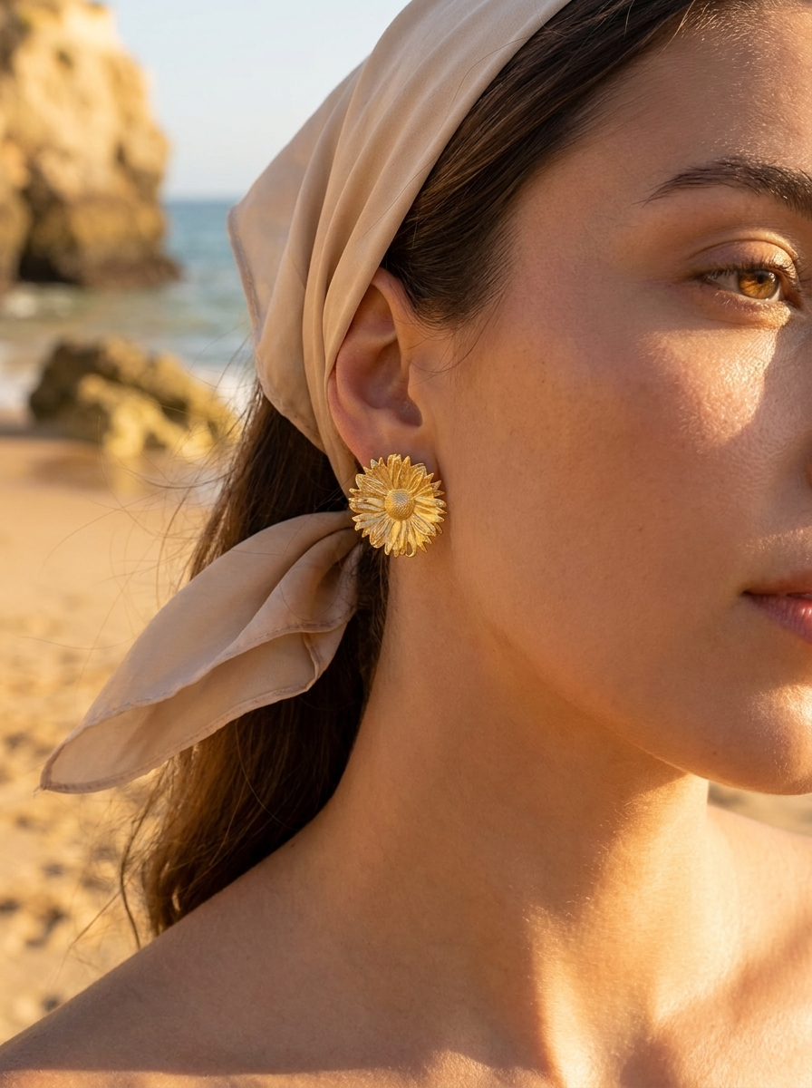 Aretes Girasol Dorado