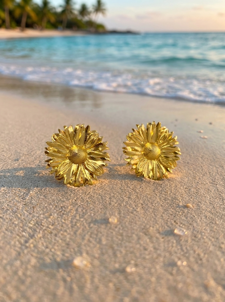Aretes Girasol Dorado