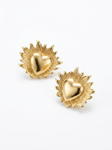 Aretes Sol Corazón Dorado