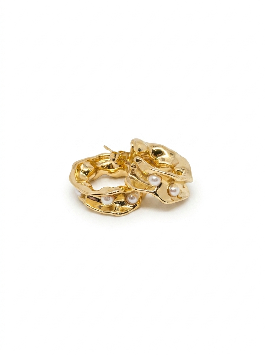 Aros Onda con Perlas