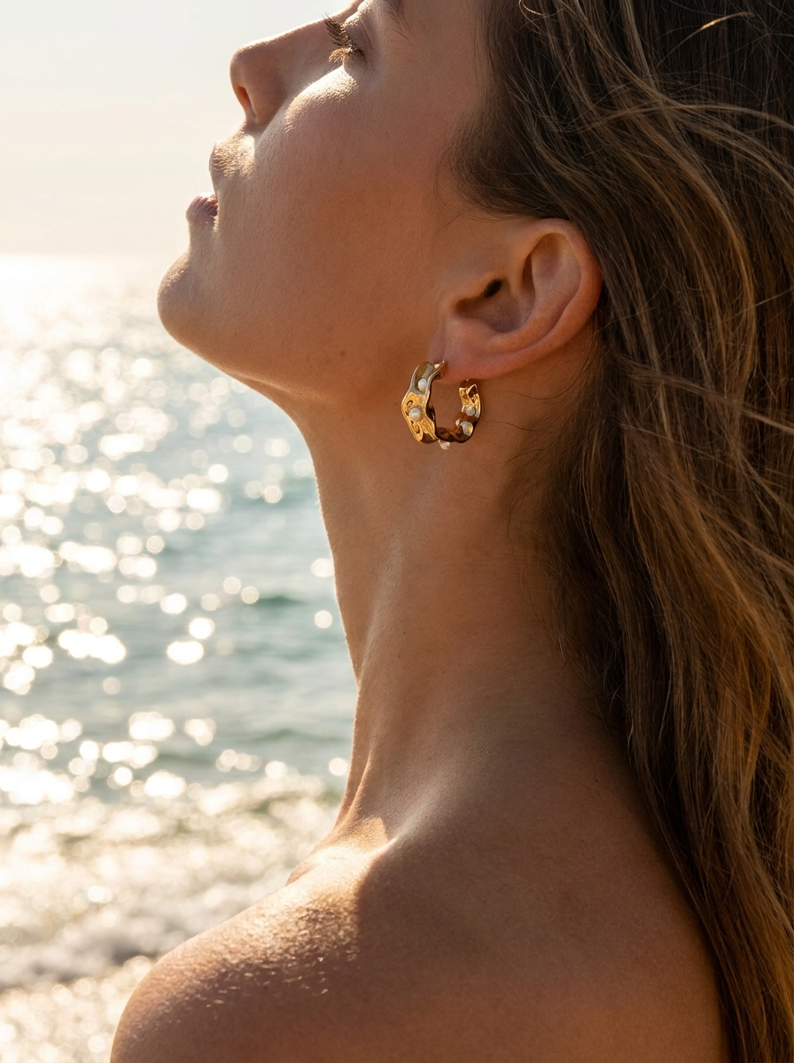 Aros Onda con Perlas