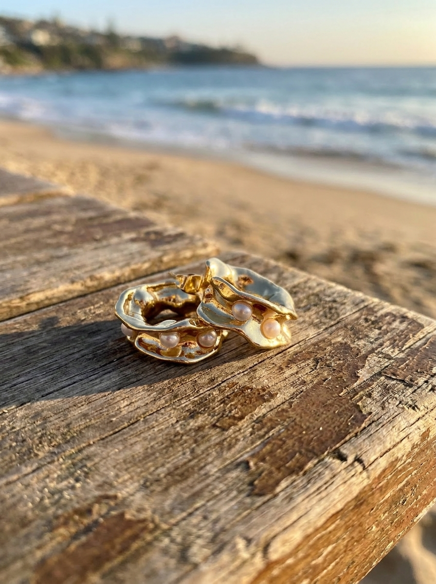 Aros Onda con Perlas