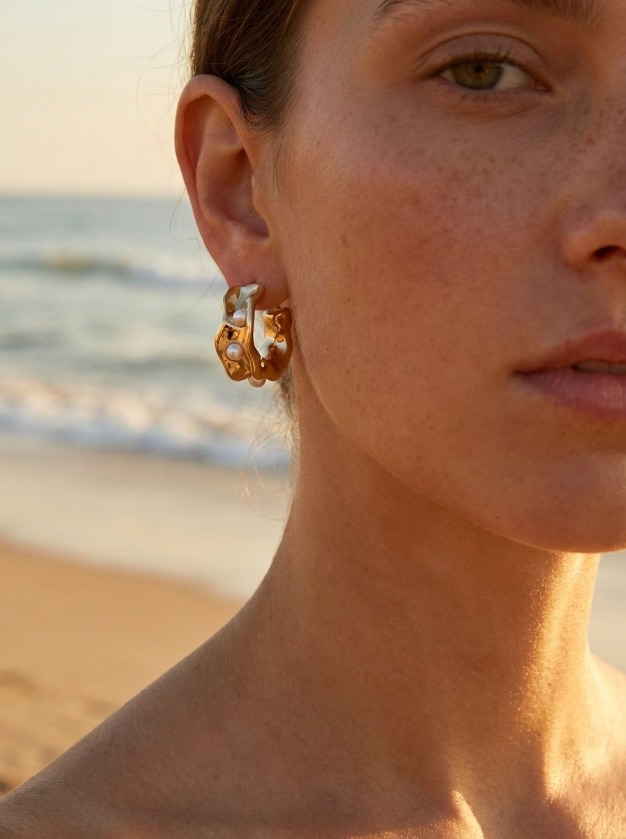 Aros Onda con Perlas