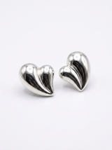Aros Corazón Escultural Plateado