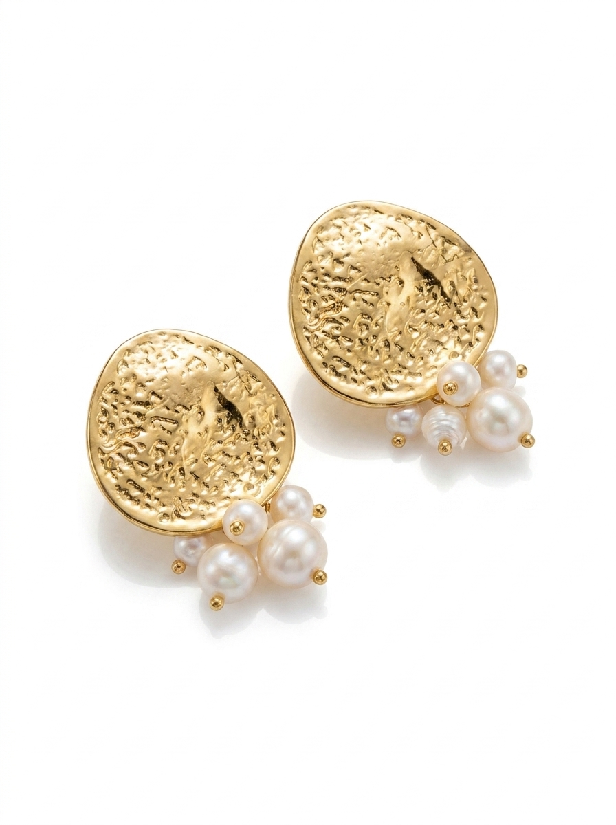 Aros Sol y Perlas Dorados