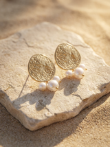 Aros Sol y Perlas Dorados