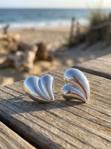 Aros Corazón Escultural Plateado