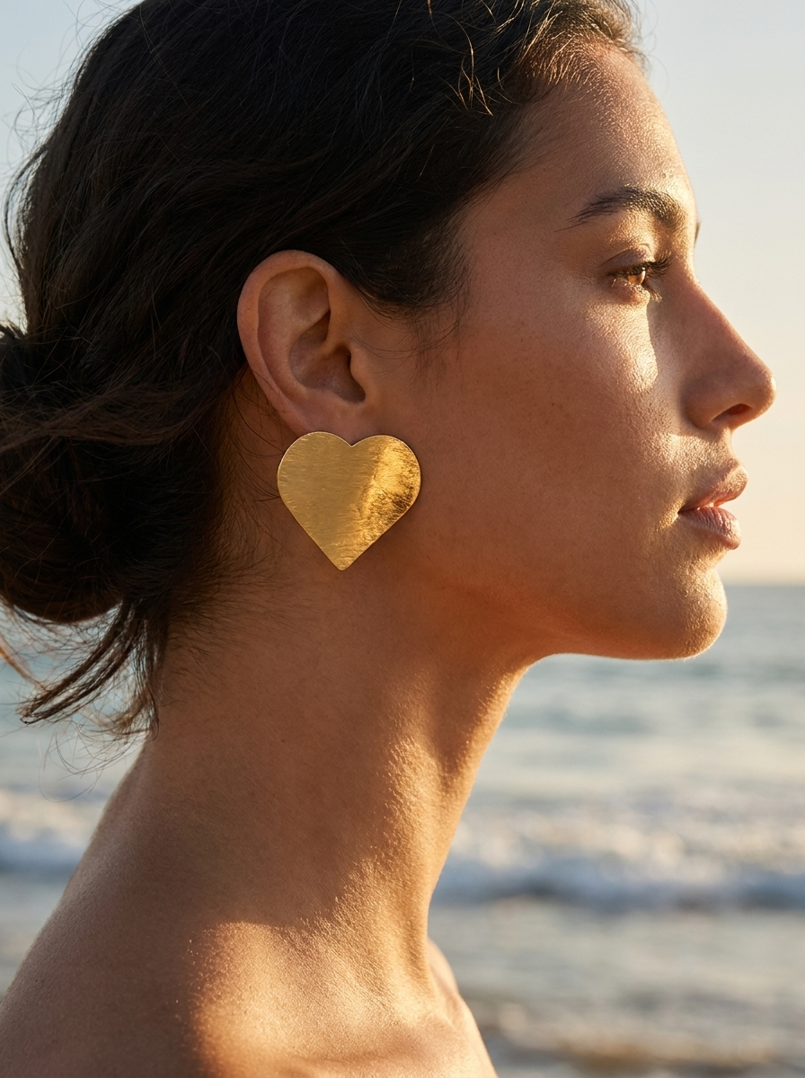 Aretes tipo botón con forma de corazón