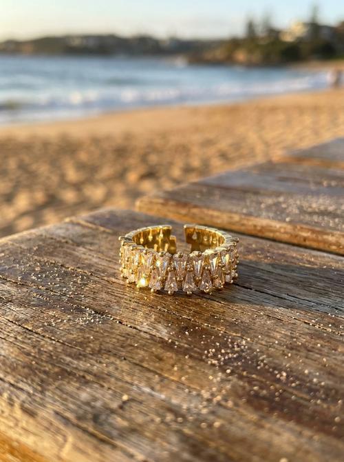 Anillo Eternity Baguette Dorado