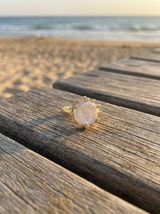 Anillo Opal Halo Dorado