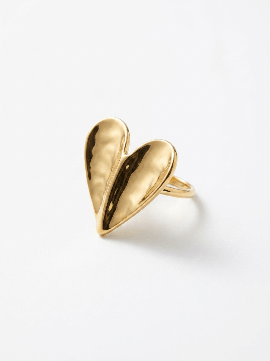 Anillo Corazón Plegado Dorado