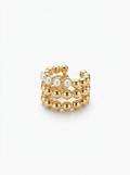 Ear Cuff Perlas y Dorado Entrecruzadas