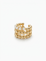 Ear Cuff Perlas y Dorado Entrecruzadas