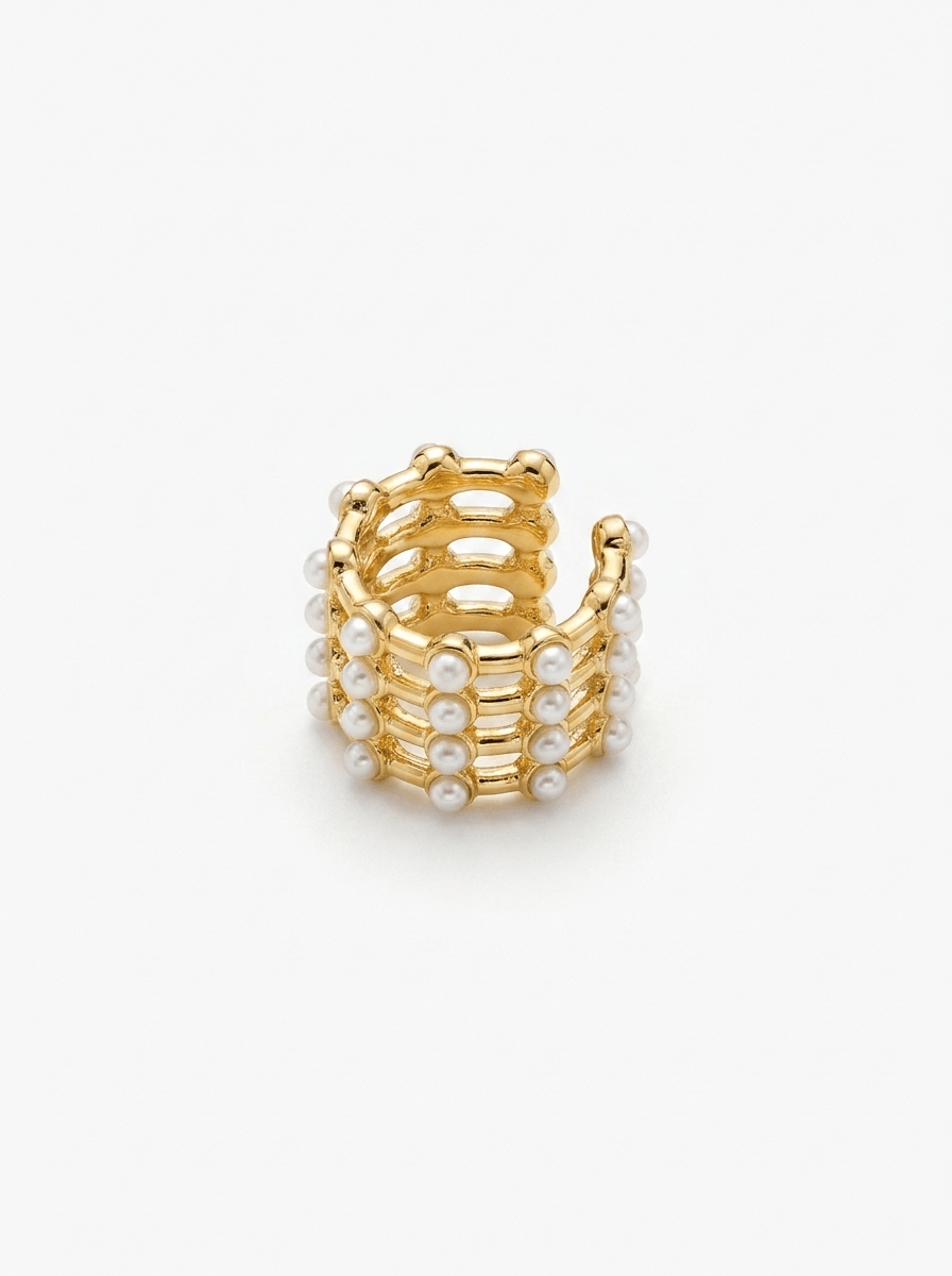 Ear Cuff Perlas Entrecruzadas