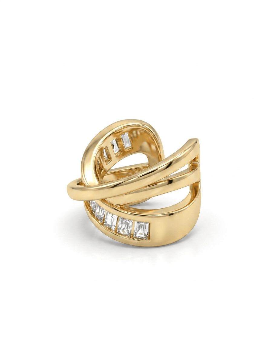 Ear Cuff Cruzado X con Circones