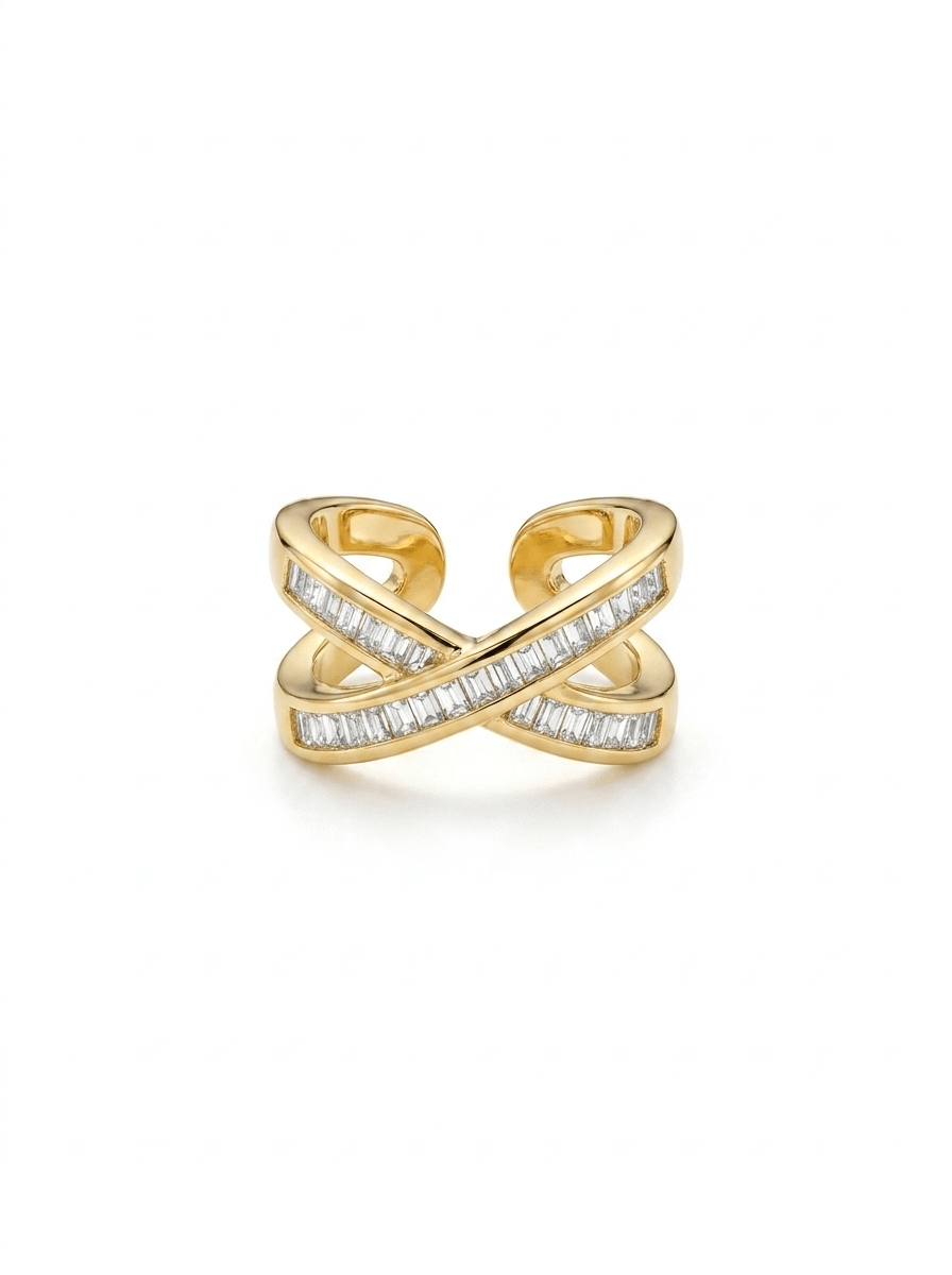 Ear Cuff Cruzado X con Circones