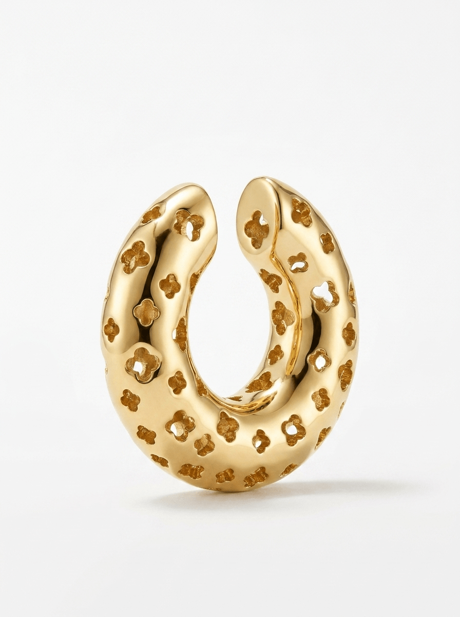 Ear Cuff Dots Dorado - Textura Brillante