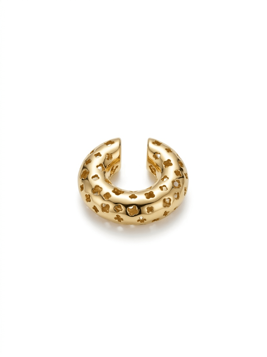 Ear Cuff Dots Dorado - Textura Brillante