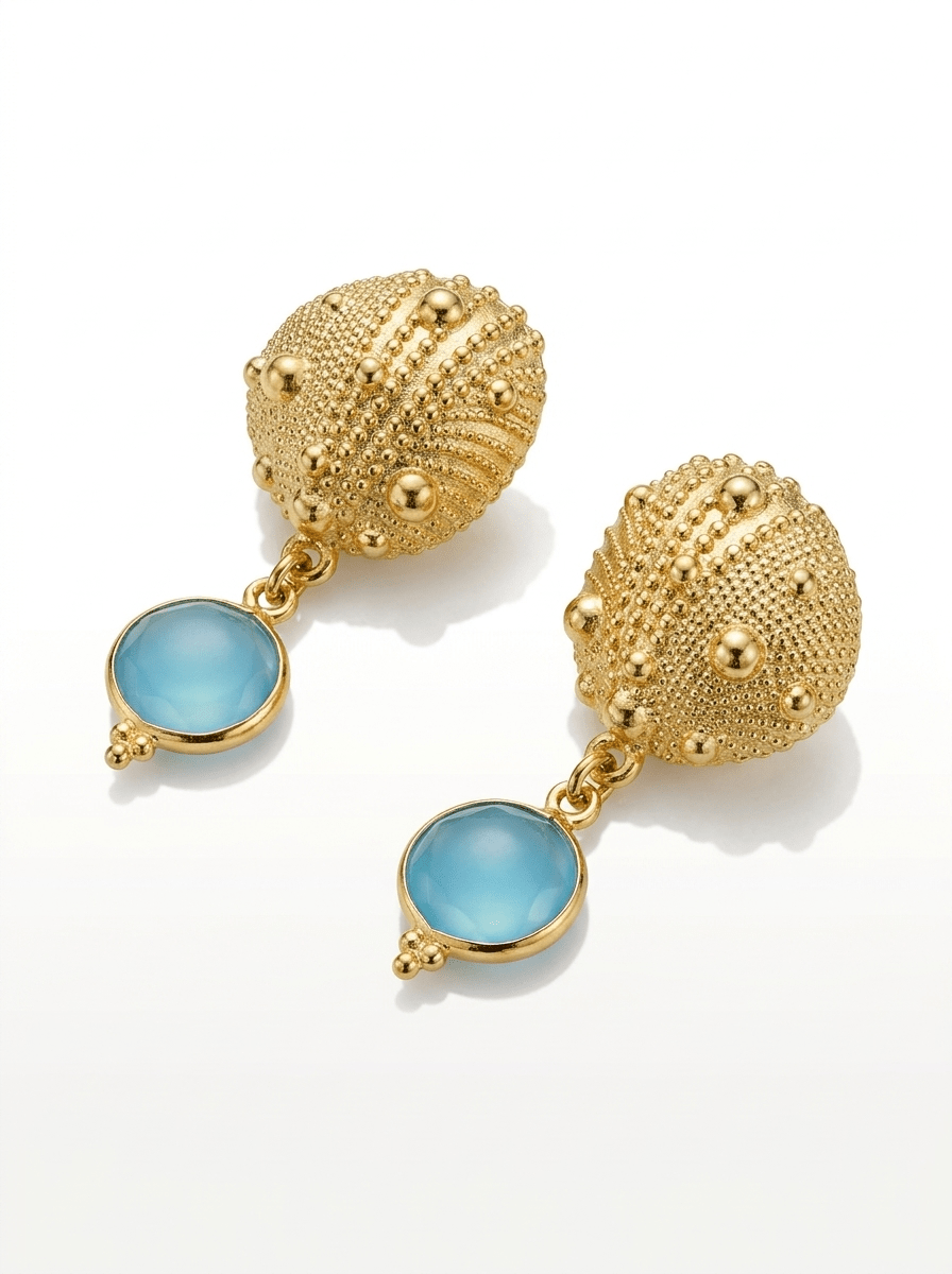Aros Erizo Marino y Aguamarina