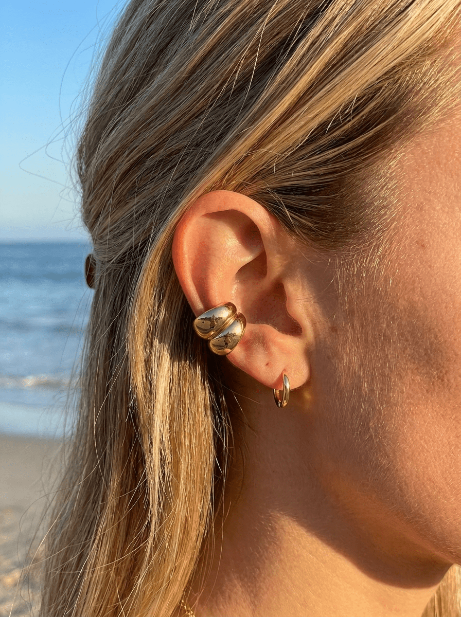 Ear Cuff Bombé - Efecto Aro de Lujo