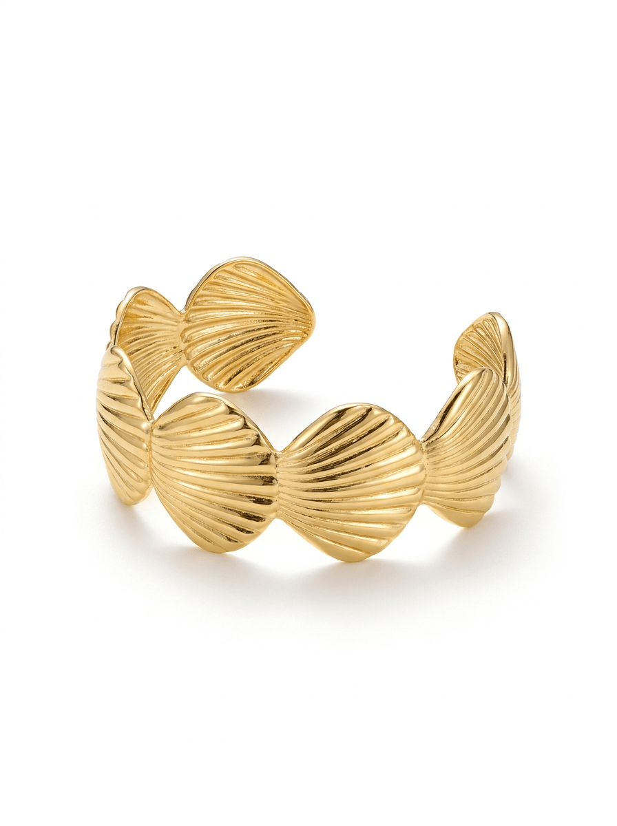 Pulsera Brazalete Conchas Doradas